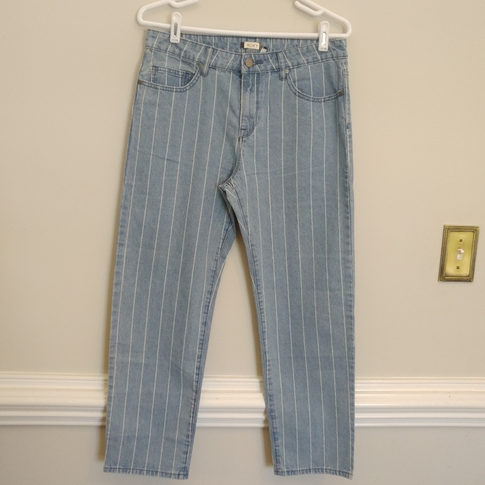 ROXY Relaxed Fit Stripe Light Wash Jeans Size 27
